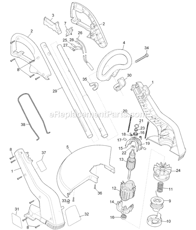 Page A Diagram and Parts List for ST5000 Type 1 Black and Decker Trimmer
